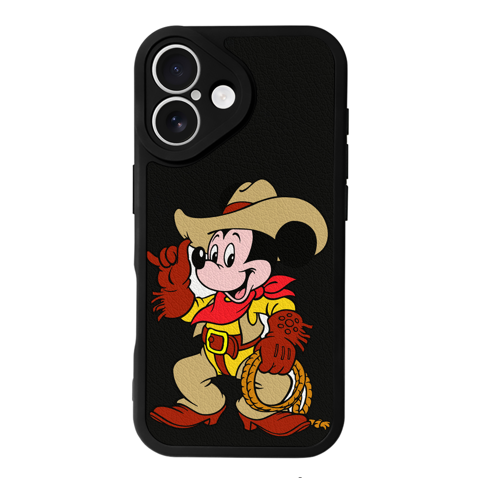 （画像用） ミッキーマウス Mickey Mouse 【iPhone 16シリーズ対応】シリコンスマホケース（レザー調） 材質：シリコン